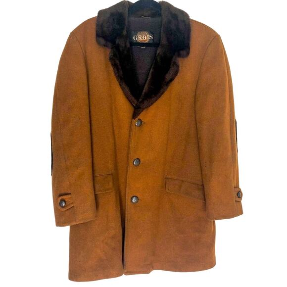 Grais Vintage Trench Coat with Faux Fur Collar 1970s Retro Coat - Picture 1 of 4